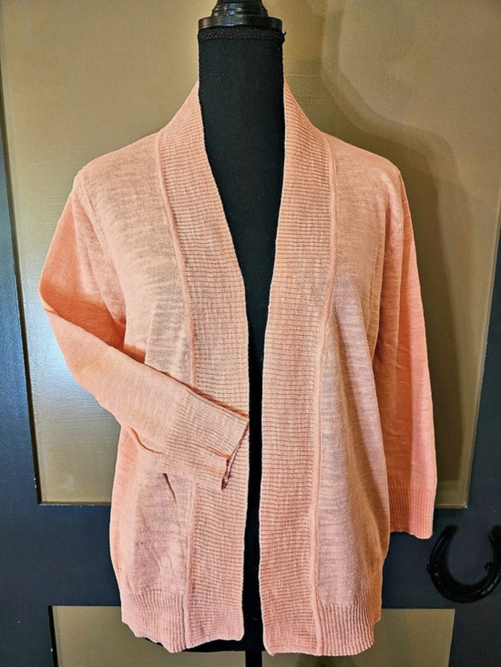 St. Johns Bay Bright Coral Open Front Cardigan 🌸 Like New